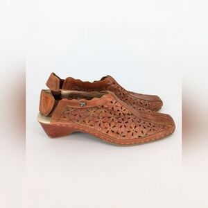 Pikolinos Womens Floral Cutout Leather Slingback Sandals Made in Spain Size 39